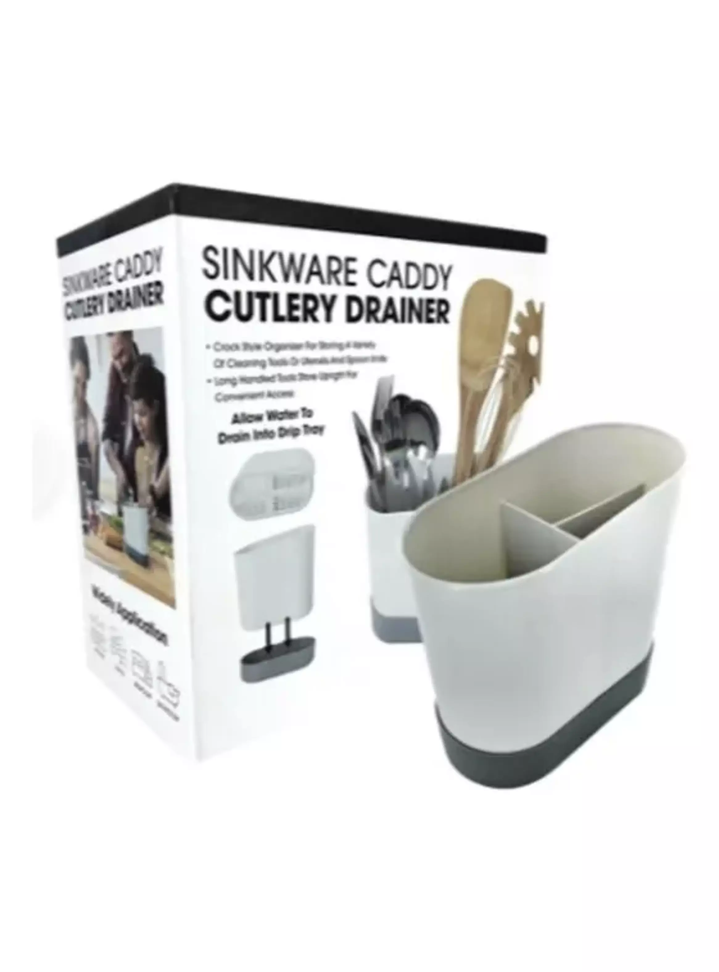 Escurridor Secador Cubierto Utensilio Organizador Servicio Color Blanco Con Gris-3