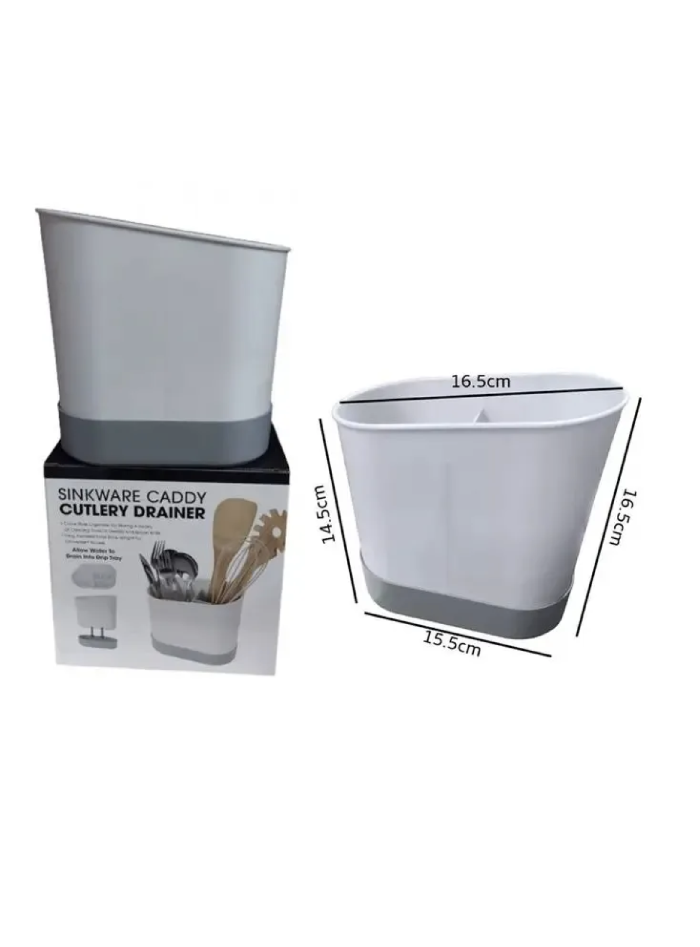 Escurridor Secador Cubierto Utensilio Organizador Servicio Color Blanco Con Gris-4