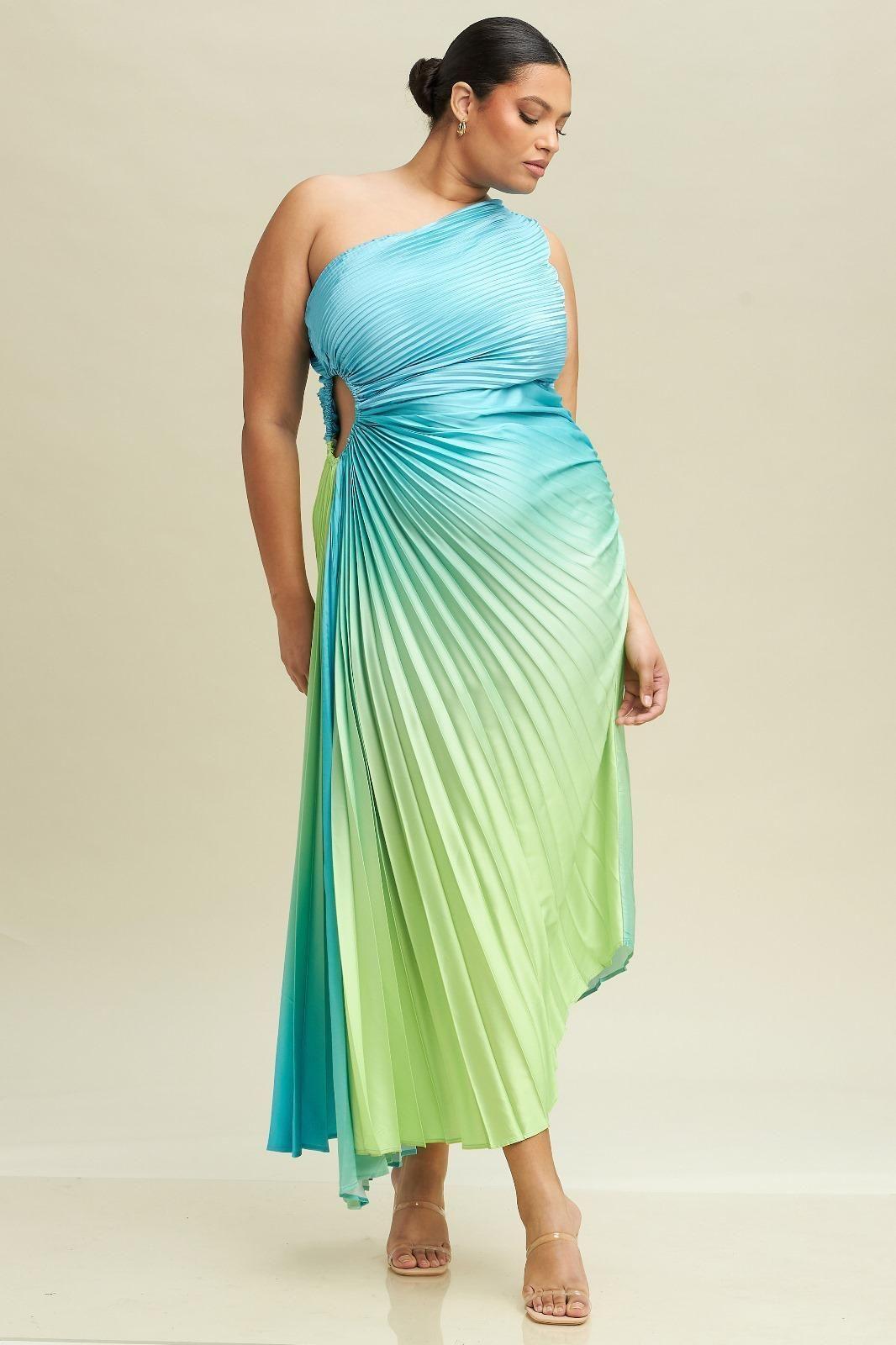 VESTIDO PLISADO PLUS SIZE BLUE NRG-0