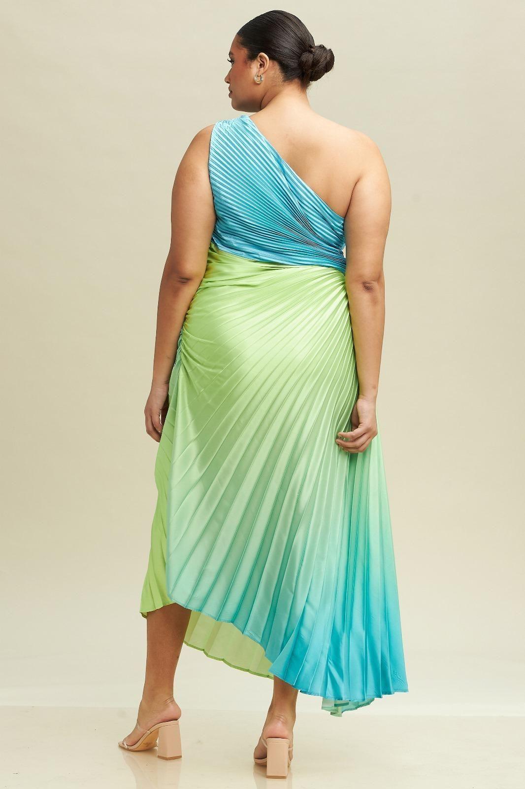 VESTIDO PLISADO PLUS SIZE BLUE NRG-1
