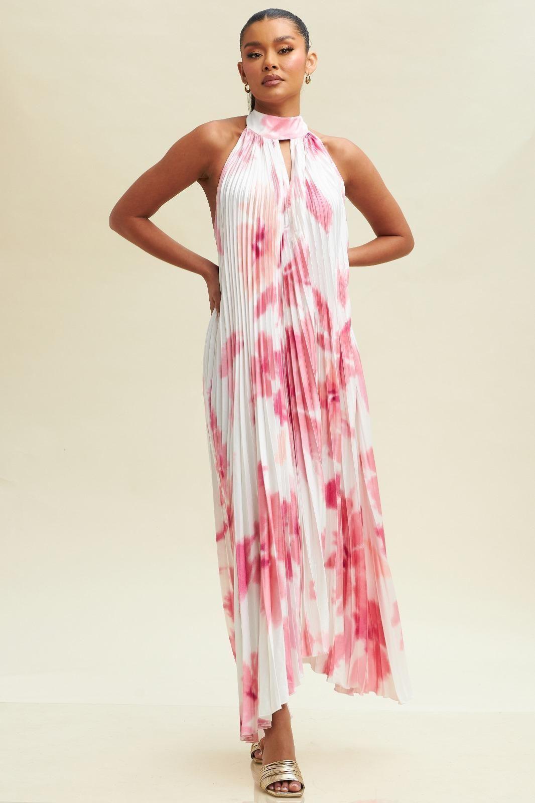 VESTIDO CUELLO AMARRE PLISADO NRG-0