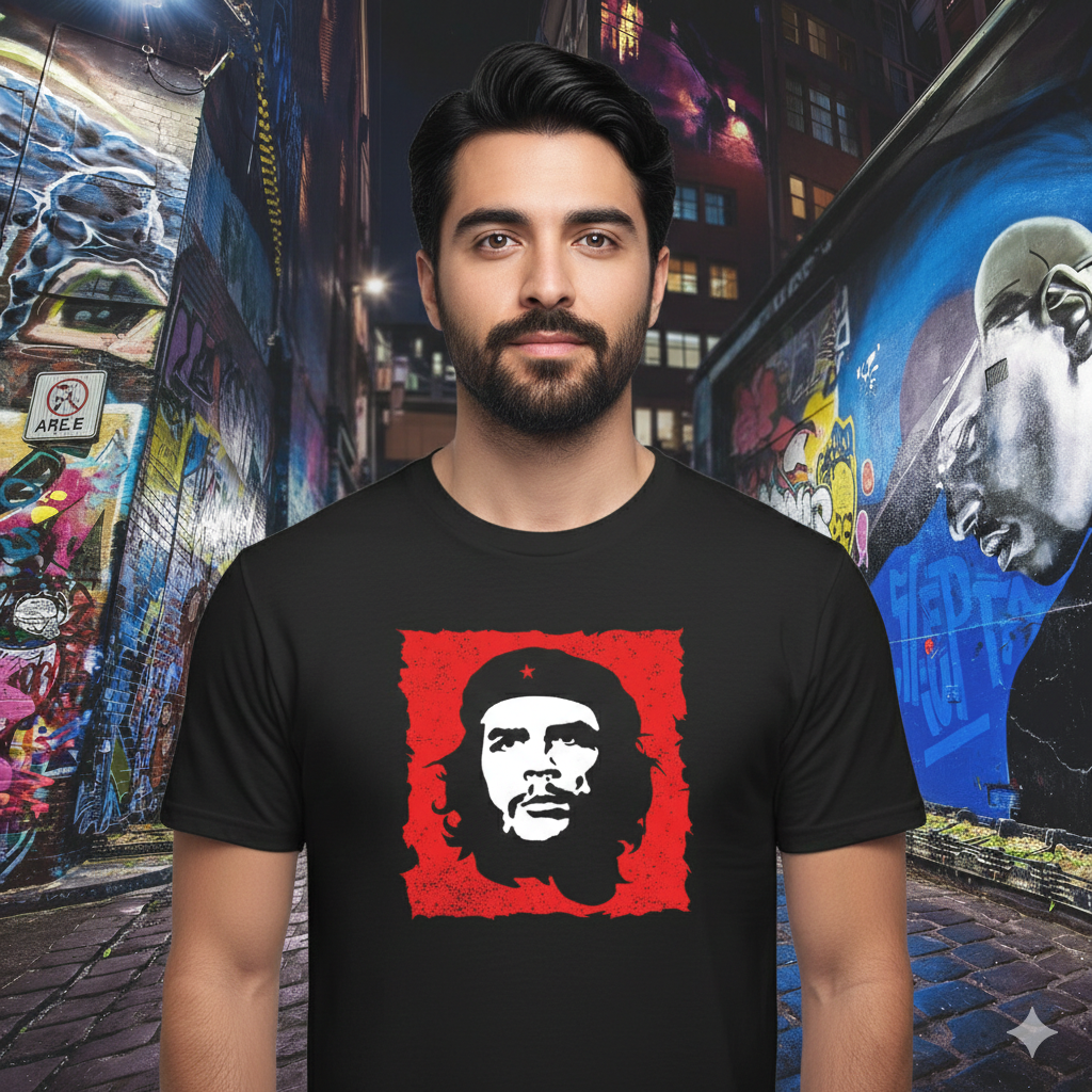 Polera Negra Che Guevara Estampada 100% Algodón estilo-2
