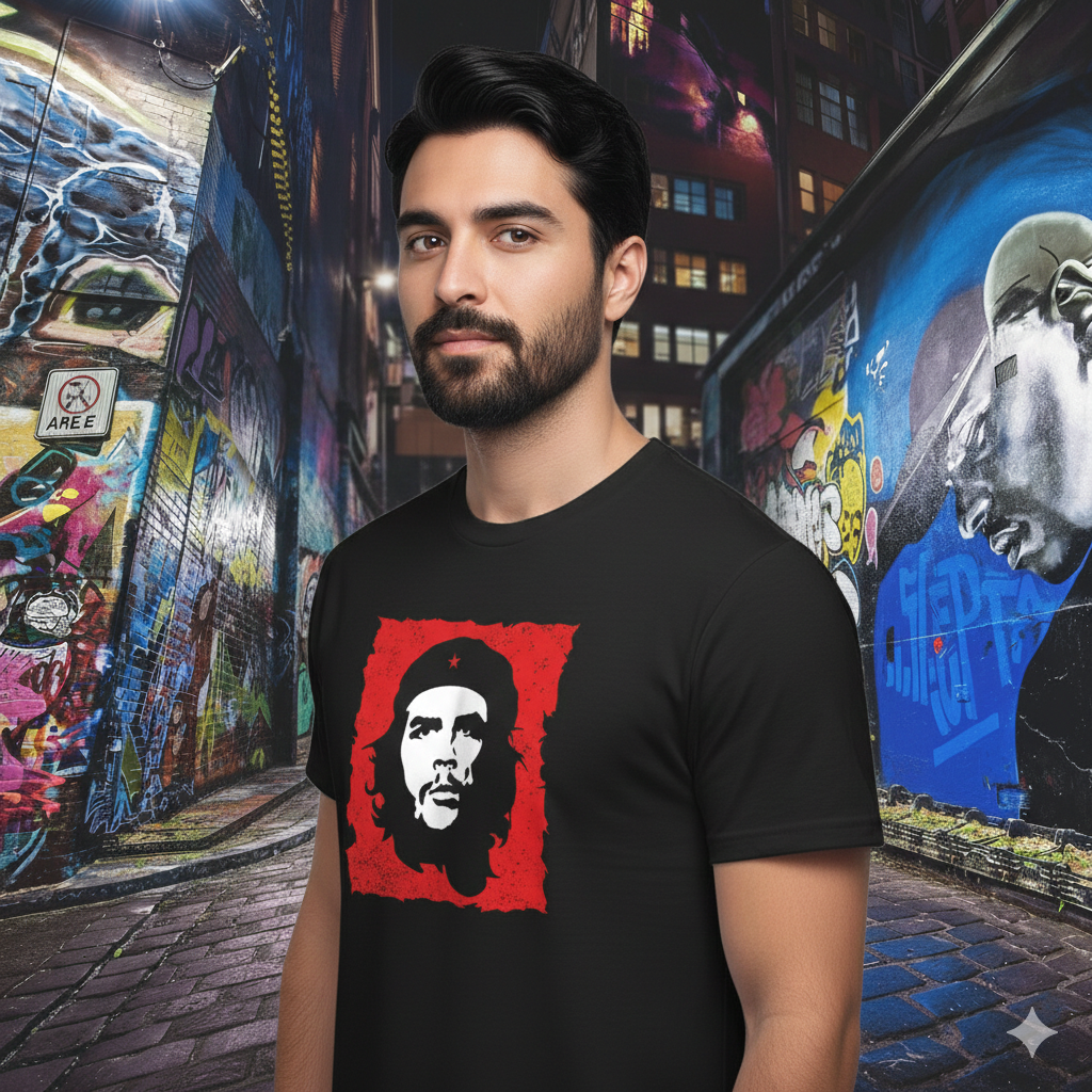 Polera Negra Che Guevara Estampada 100% Algodón estilo-4