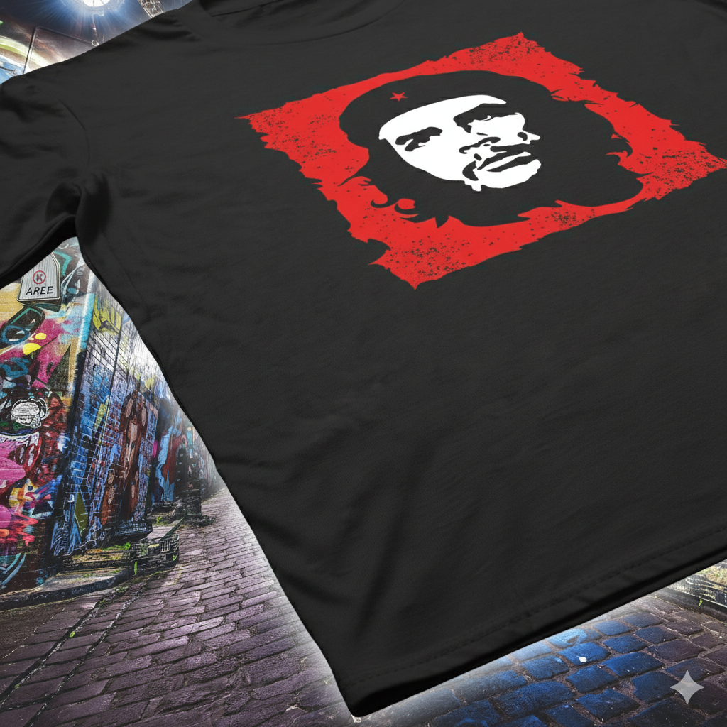 Polera Negra Che Guevara Estampada 100% Algodón estilo-5