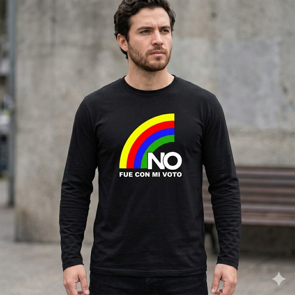 Polera Manga Larga NO Fue Con Mi Voto Estampada 100% Algodón-2