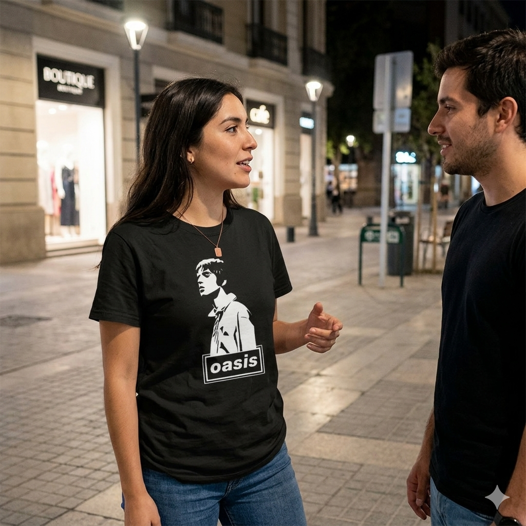 Polera Negra Oasis Liam Gallagher Estampada 100% Algodón estilo Rock-5