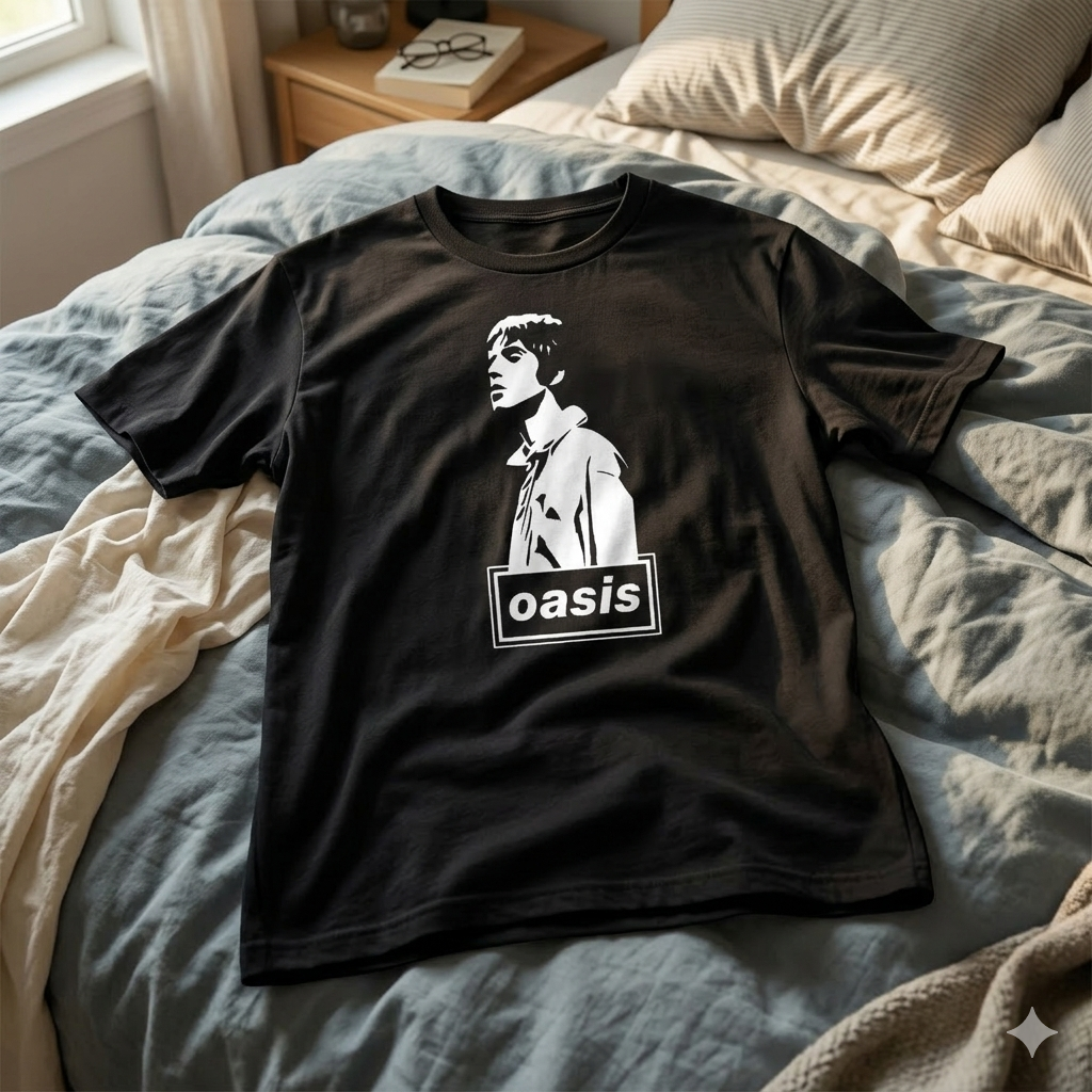 Polera Negra Oasis Liam Gallagher Estampada 100% Algodón estilo Rock-6