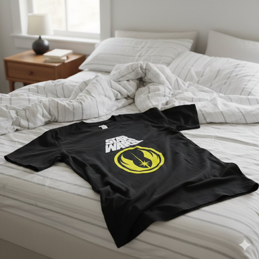 Polera Negra Star Wars Insignia de la Orden Jedi Estampada 100% Algodón Estilo Películas-5