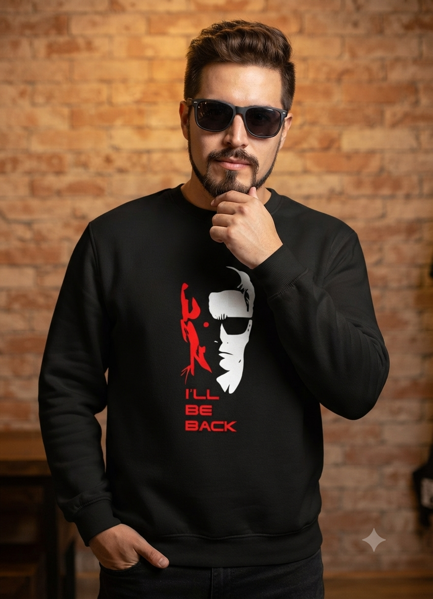 Polerón Negro Terminator I'll Be Back Estampado Estilo Cine-2