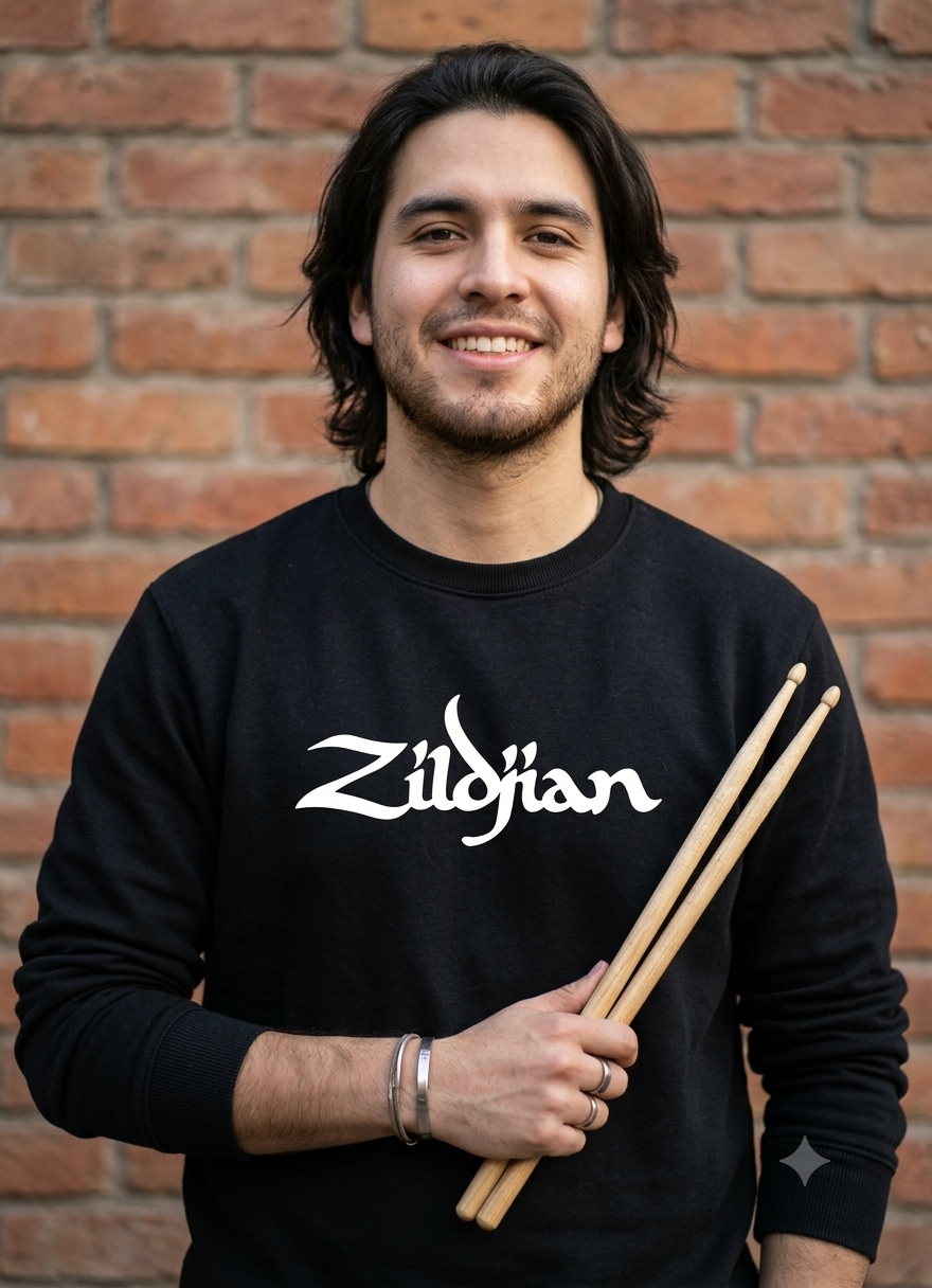 Polerón Negro Zildjian Estampado Estilo Drums-2