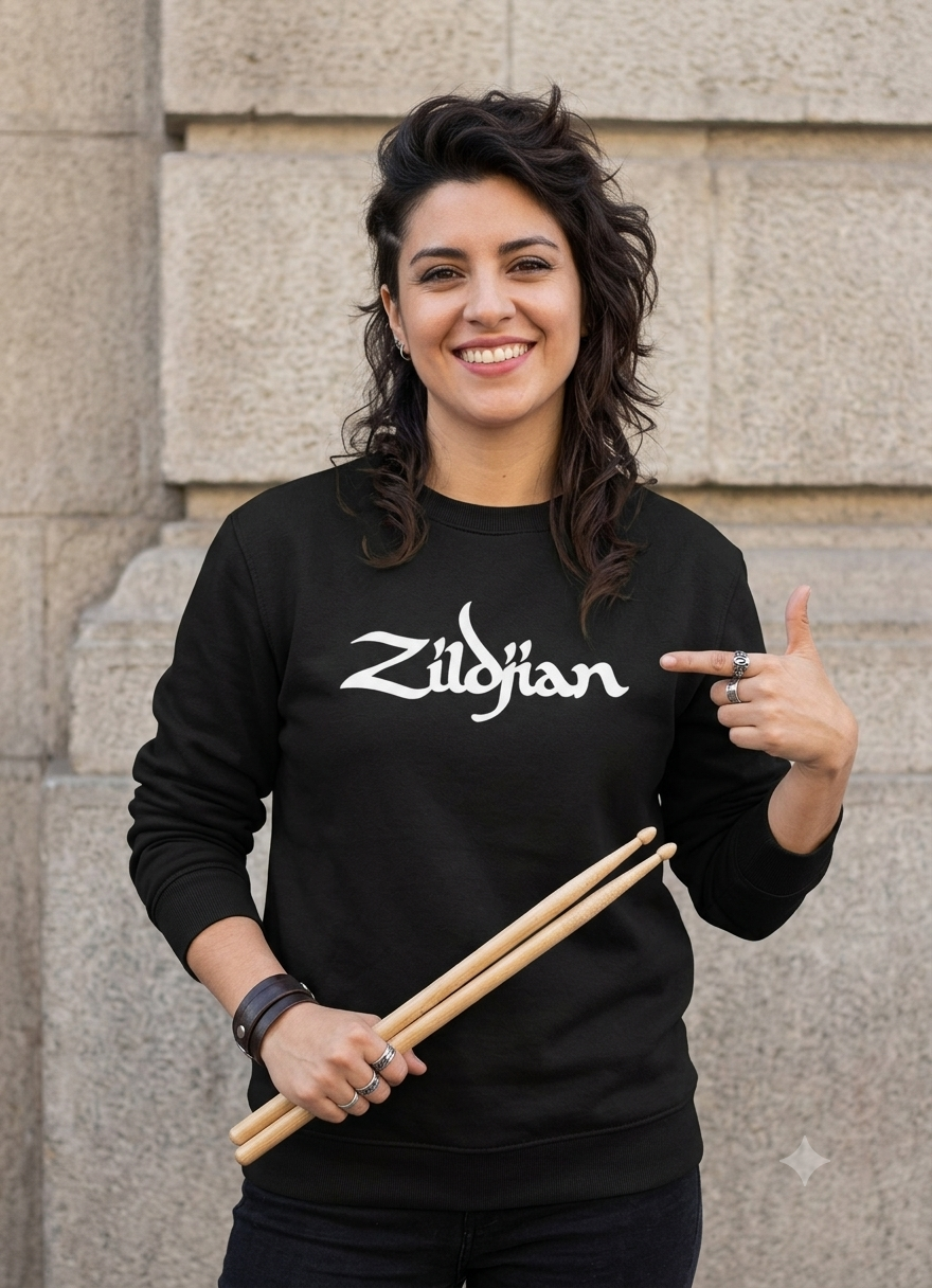 Polerón Negro Zildjian Estampado Estilo Drums-3