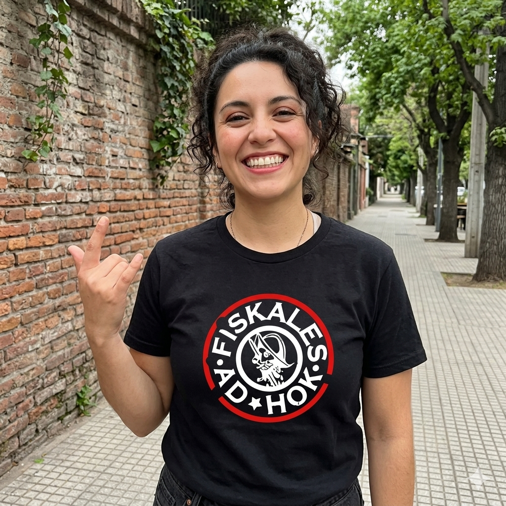 Polera Negra Fiskales Ad-Hok Estampada 100% Algodón Estilo Punk Rock-3