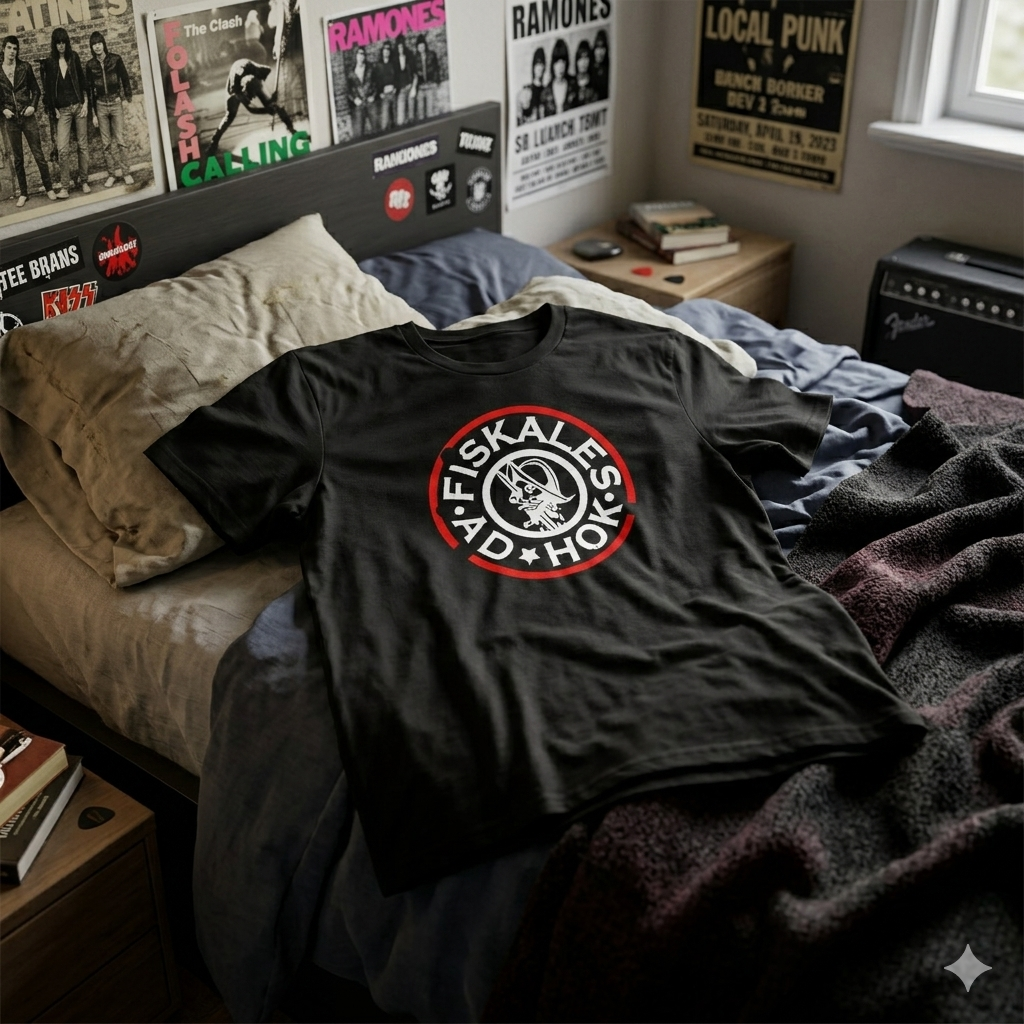 Polera Negra Fiskales Ad-Hok Estampada 100% Algodón Estilo Punk Rock-6