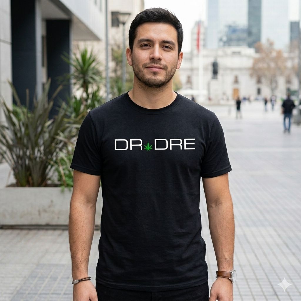 Polera Negra Dr Dre tag Estampada 100% Algodón Estilo Hip Hop-2