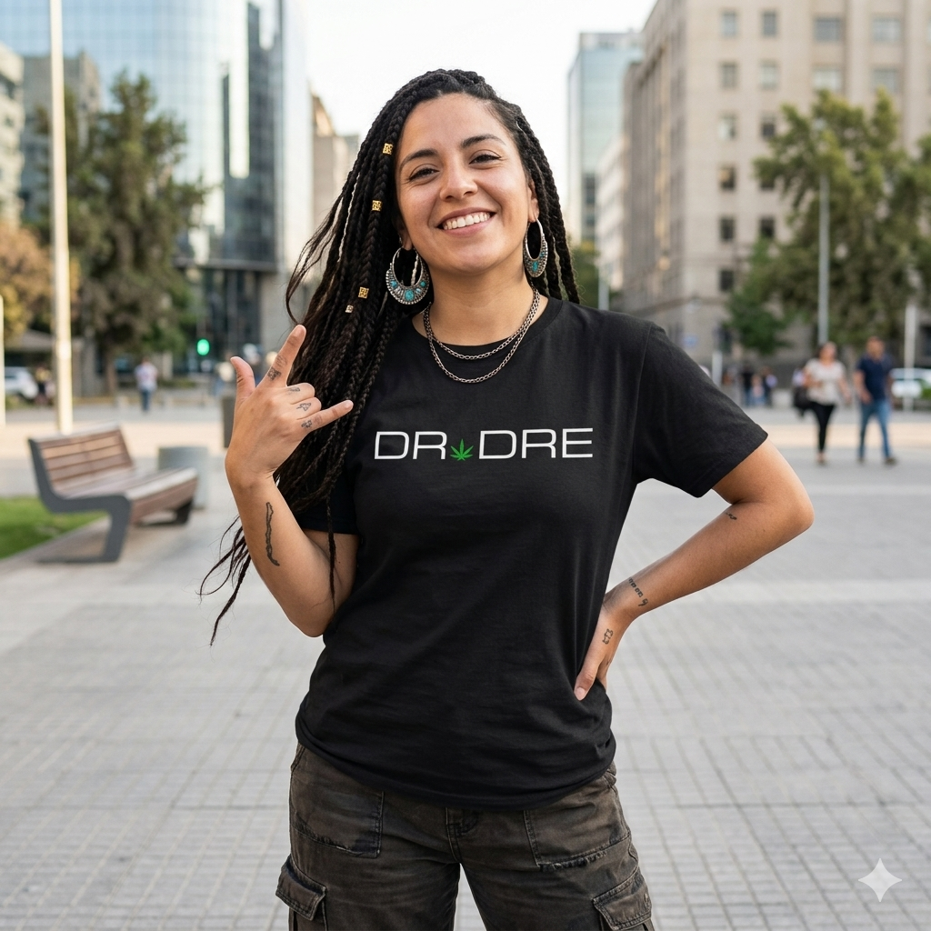 Polera Negra Dr Dre tag Estampada 100% Algodón Estilo Hip Hop-3