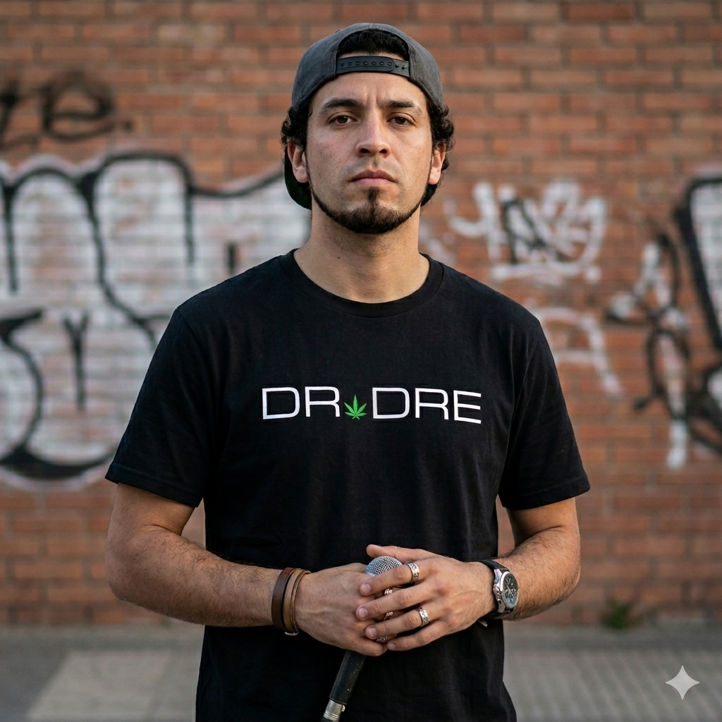 Polera Negra Dr Dre tag Estampada 100% Algodón Estilo Hip Hop-4