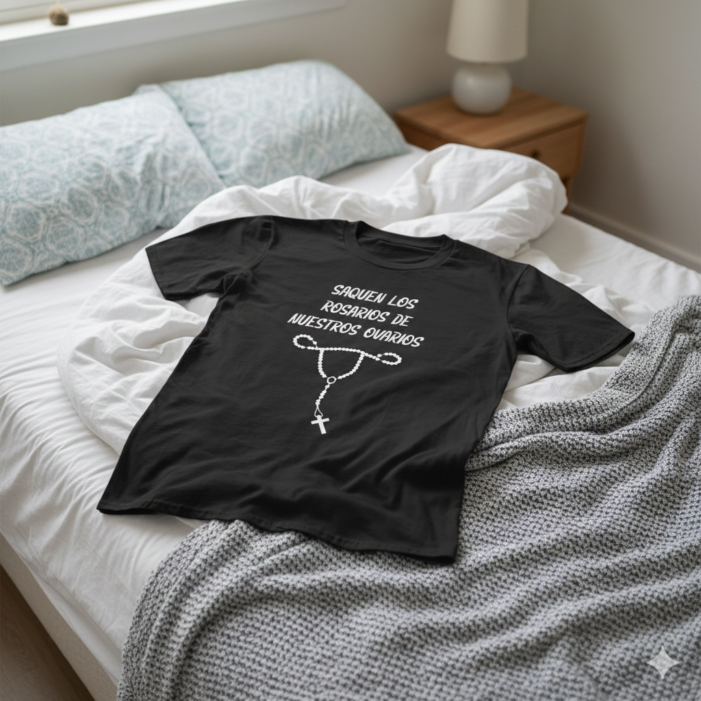 Polera Negra Saquen Los Rosarios De Nuestros Ovarios 100% Algodón-4