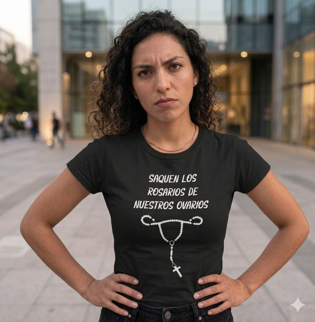 Polera Negra Saquen Los Rosarios De Nuestros Ovarios 100% Algodón-6