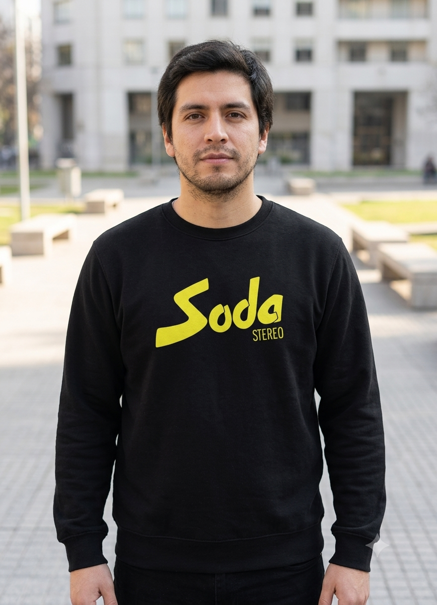 Polerón Negro Soda Stereo Logo Estampado Estilo Rock-2