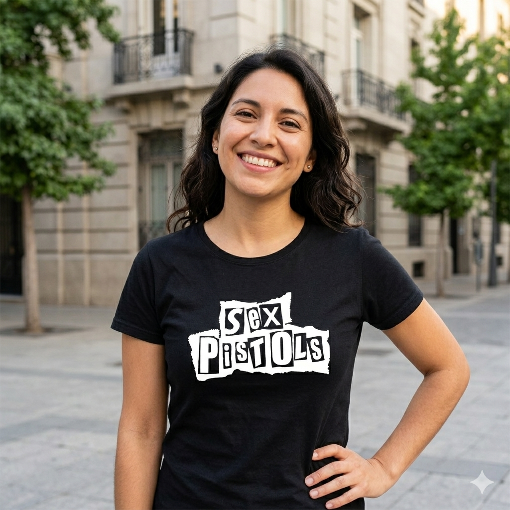 Polera Negra Sex Pistols blanco Estampada 100% Algodón Estilo Punk Rock-3