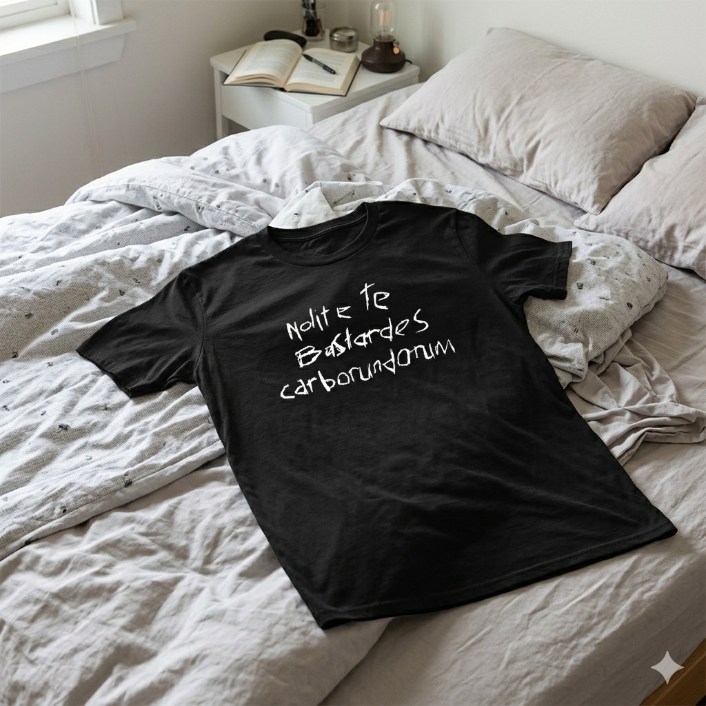 Polera Negra Nolite Te Bastardes Carborundorum Estampada 100% Algodón Estilo June-6