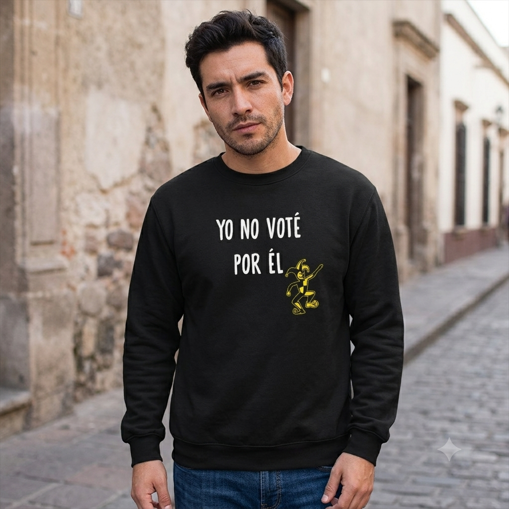 Polerón Negro Yo No Voté Por Él en amarillo Estampado Estilo-2