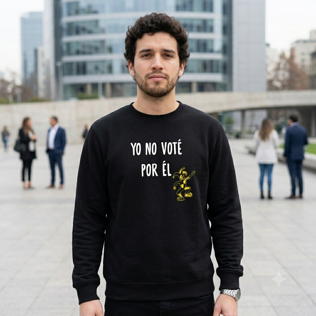 Polerón Negro Yo No Voté Por Él en amarillo Estampado Estilo-4