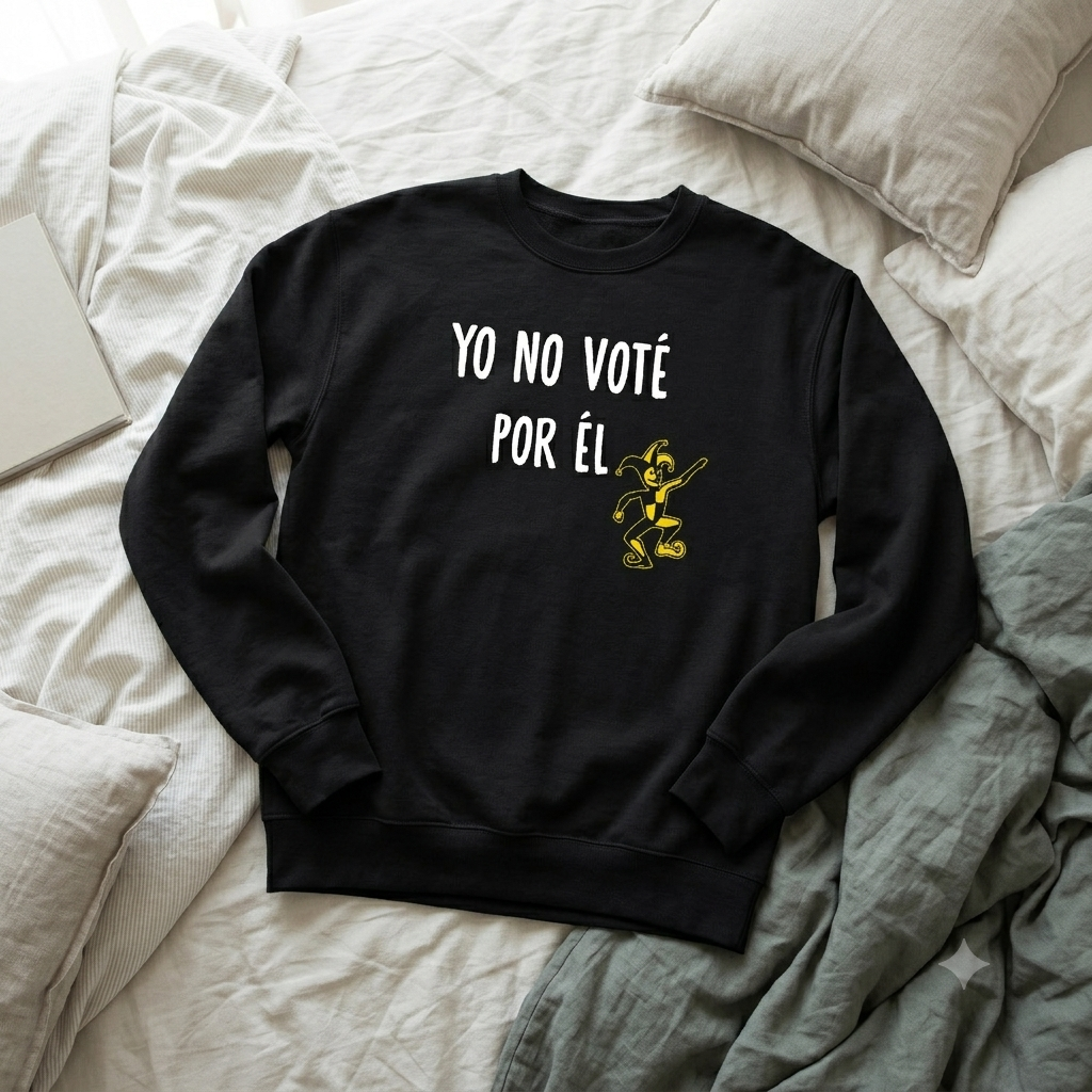 Polerón Negro Yo No Voté Por Él en amarillo Estampado Estilo-6