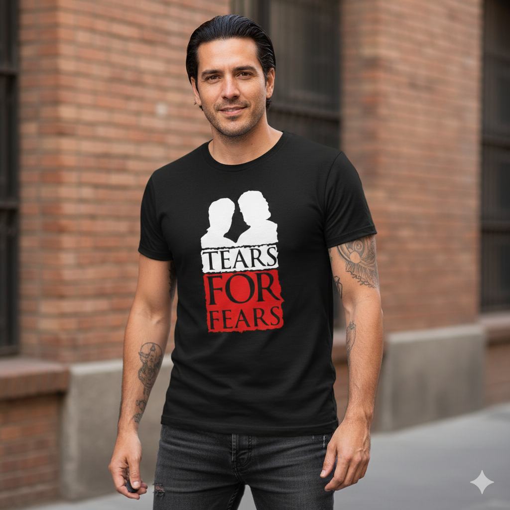 Polera Negra Tears For Fears Estampada 100% Algodón Estilo 80s-3