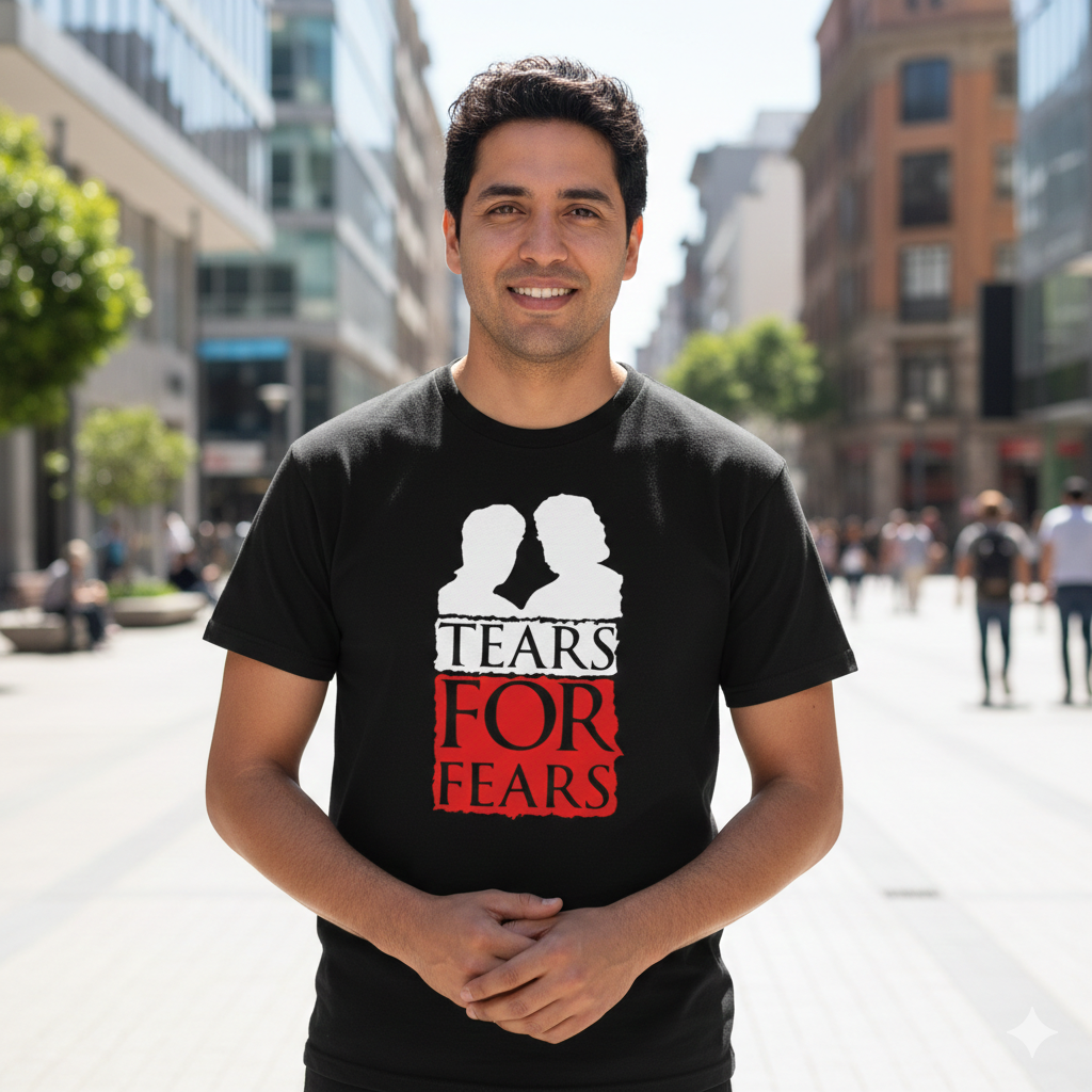 Polera Negra Tears For Fears Estampada 100% Algodón Estilo 80s-5