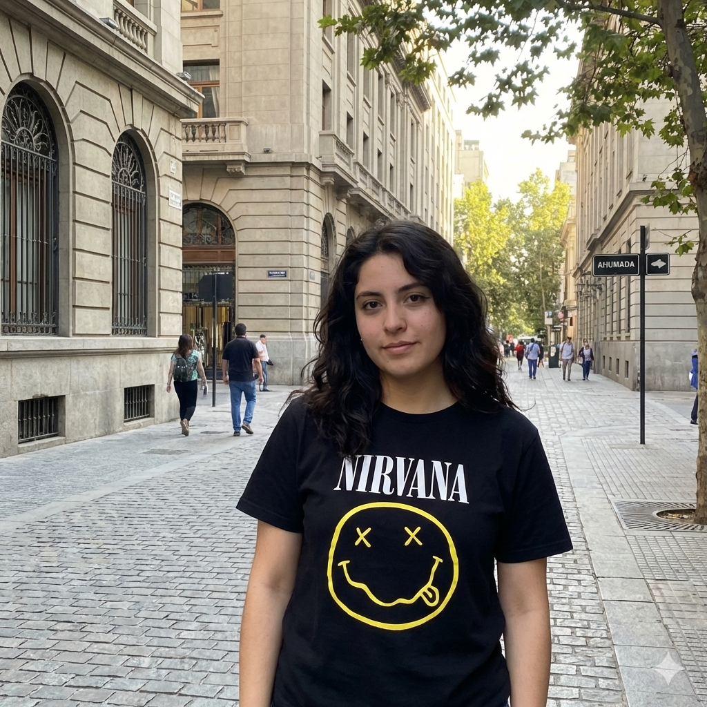 Polera Negra Nirvana Smiley Estampada 100% Algodón Estilo Rock-3