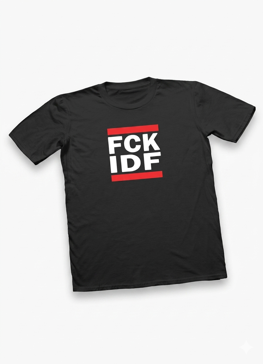 Polera Negra FCK IDF Pro Palestina Estampada 100% Algodón-0