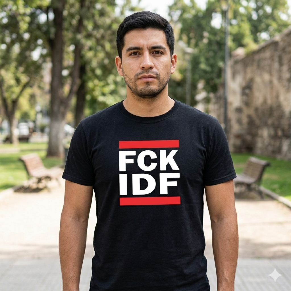Polera Negra FCK IDF Pro Palestina Estampada 100% Algodón-2