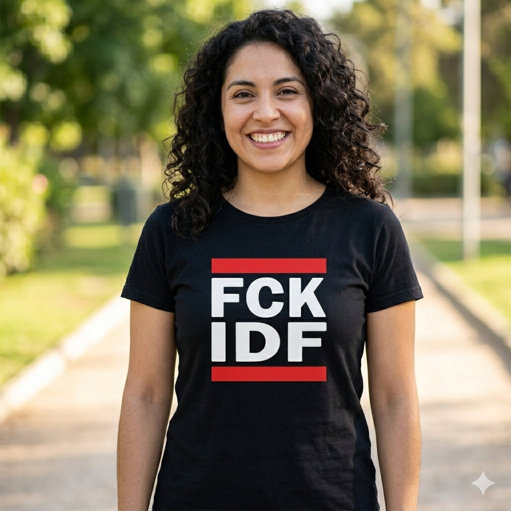 Polera Negra FCK IDF Pro Palestina Estampada 100% Algodón-3