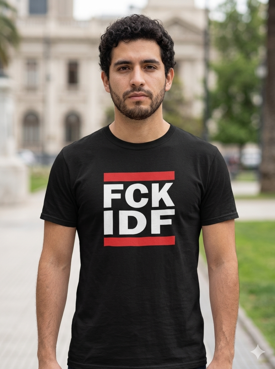 Polera Negra FCK IDF Pro Palestina Estampada 100% Algodón-4