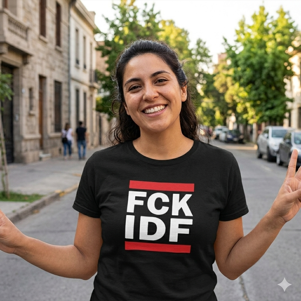 Polera Negra FCK IDF Pro Palestina Estampada 100% Algodón-5