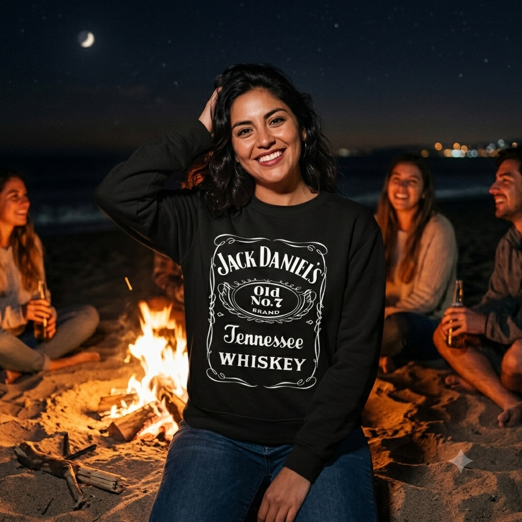 Polerón Negro Jack Daniel's Estampado Estilo Whiskey-3