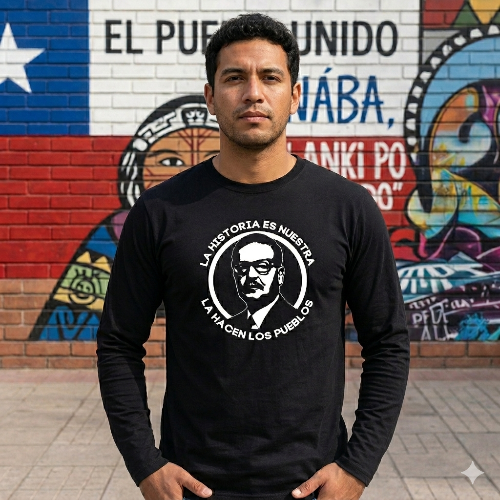 Polera Manga Larga Salvador Allende Estampada 100% Algodón-2