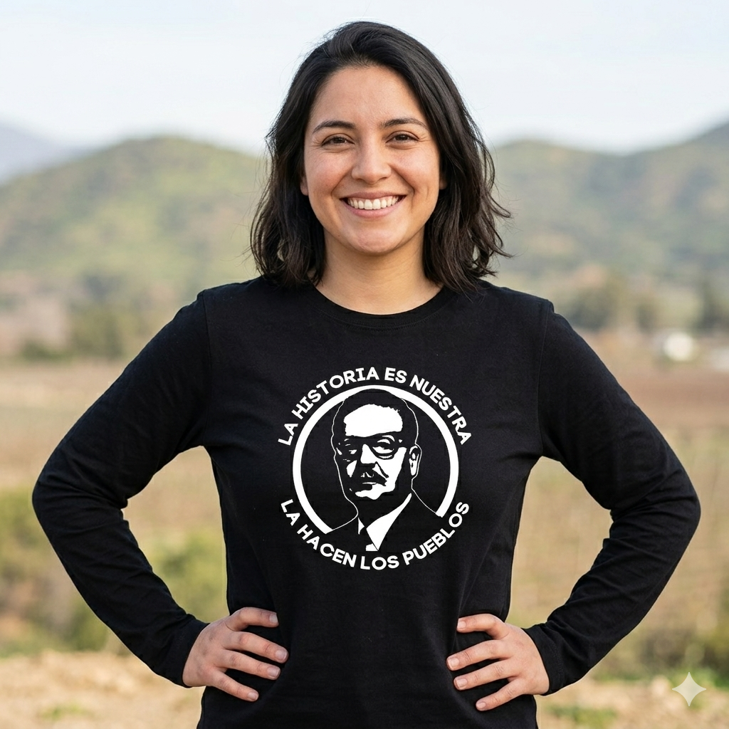 Polera Manga Larga Salvador Allende Estampada 100% Algodón-3