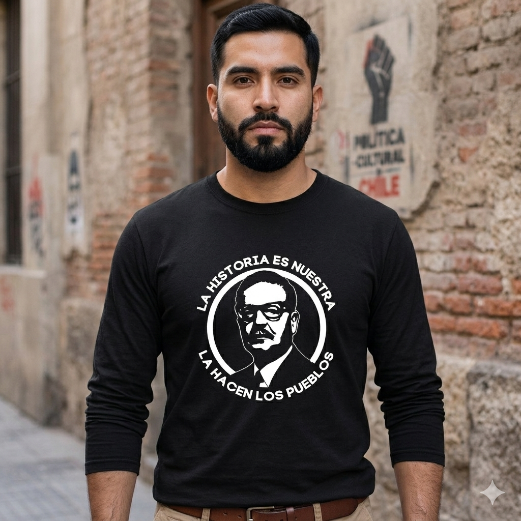 Polera Manga Larga Salvador Allende Estampada 100% Algodón-4
