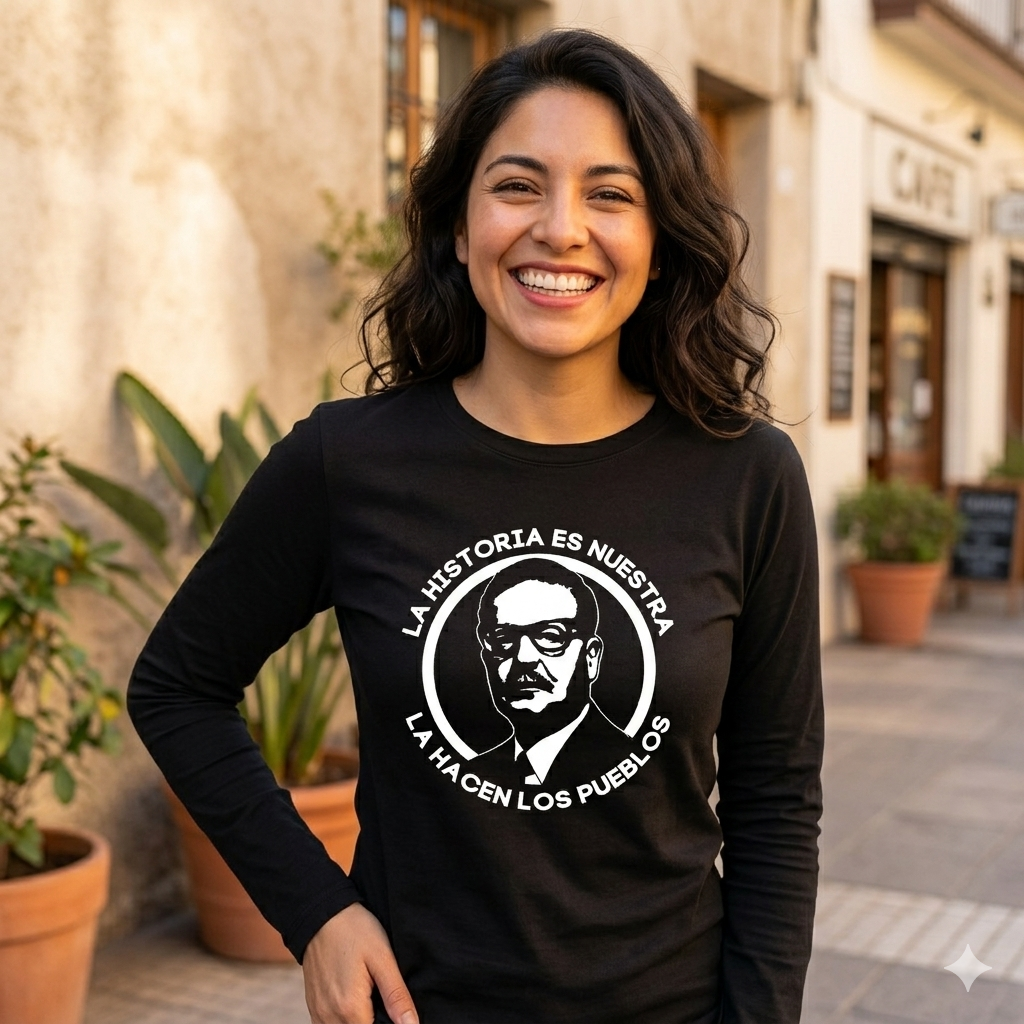 Polera Manga Larga Salvador Allende Estampada 100% Algodón-5