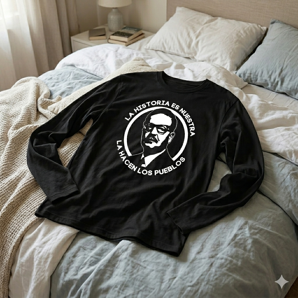 Polera Manga Larga Salvador Allende Estampada 100% Algodón-6