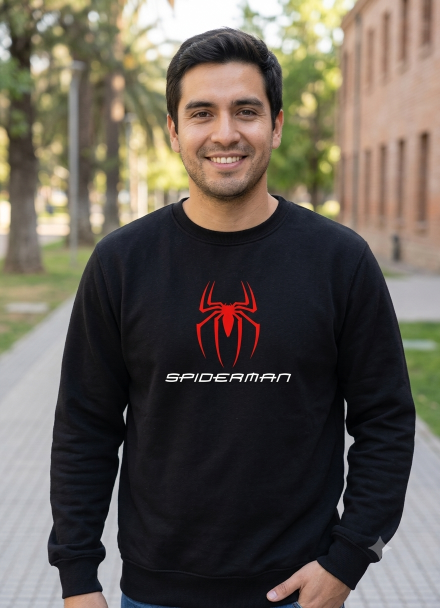 Polerón Negro Spiderman de Tobey Maguire Estampado Estilo Cine-2