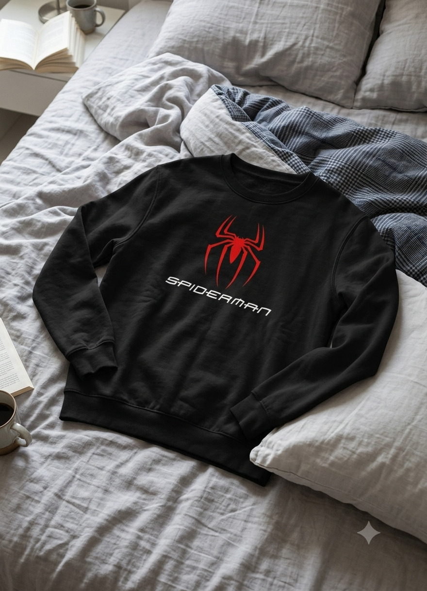 Polerón Negro Spiderman de Tobey Maguire Estampado Estilo Cine-4