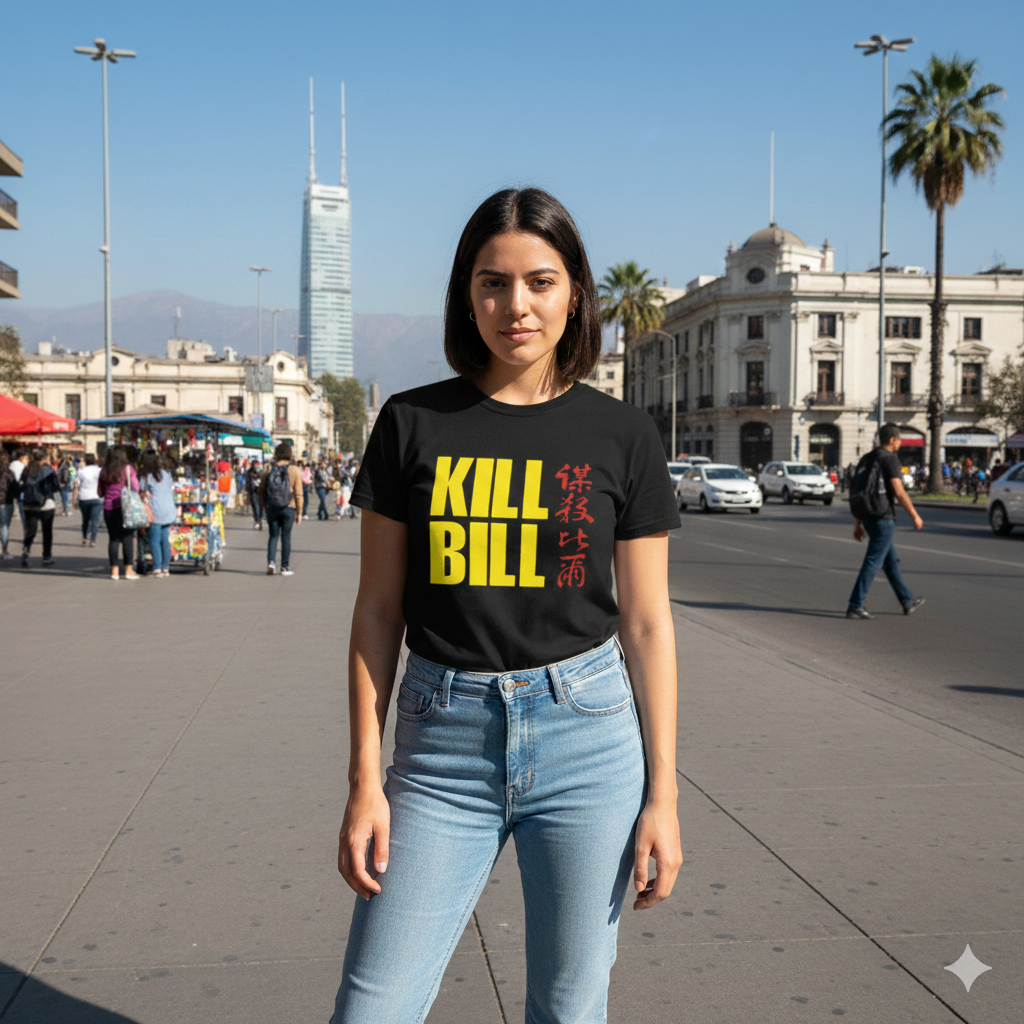 Polera Negra Kill Bill Chino Estampada 100% Algodón Estilo Películas-3