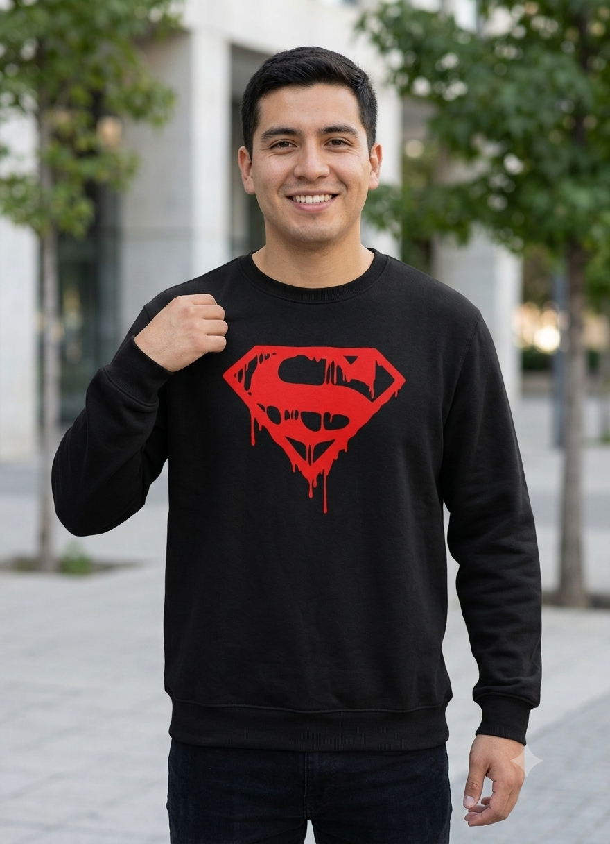 Polerón Negro La Muerte de Superman Estampado Estilo Comic-2