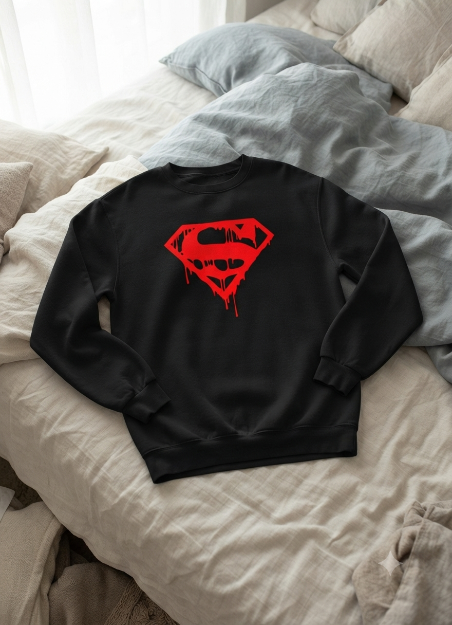 Polerón Negro La Muerte de Superman Estampado Estilo Comic-4