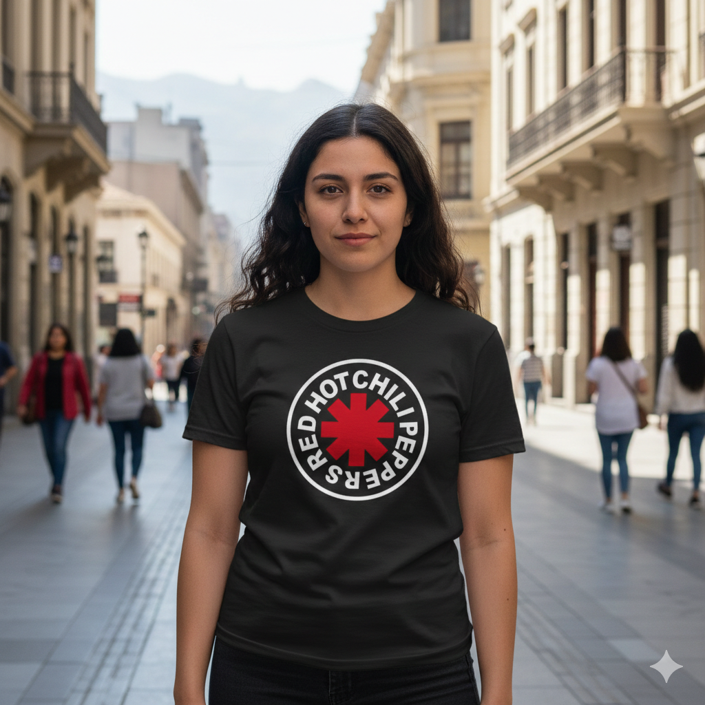 Polera Negra Red Hot Chili Peppers Estampada 100% Algodón Estilo Rock-5