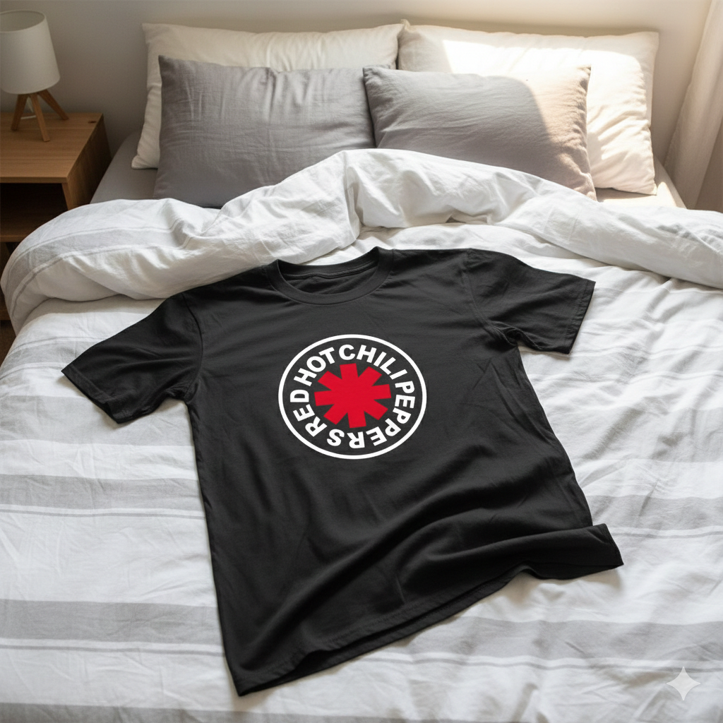 Polera Negra Red Hot Chili Peppers Estampada 100% Algodón Estilo Rock-6