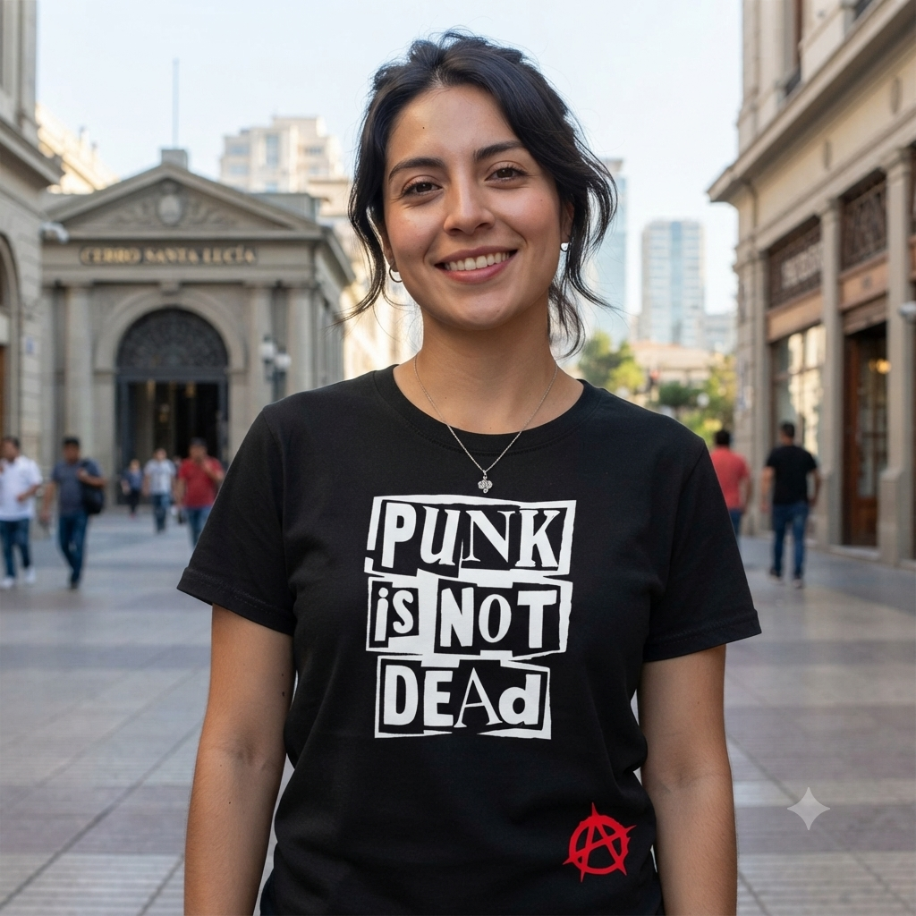 Polera Negra Punk Is Not Dead Estampada 100% Algodón Estilo Punk Rock-3